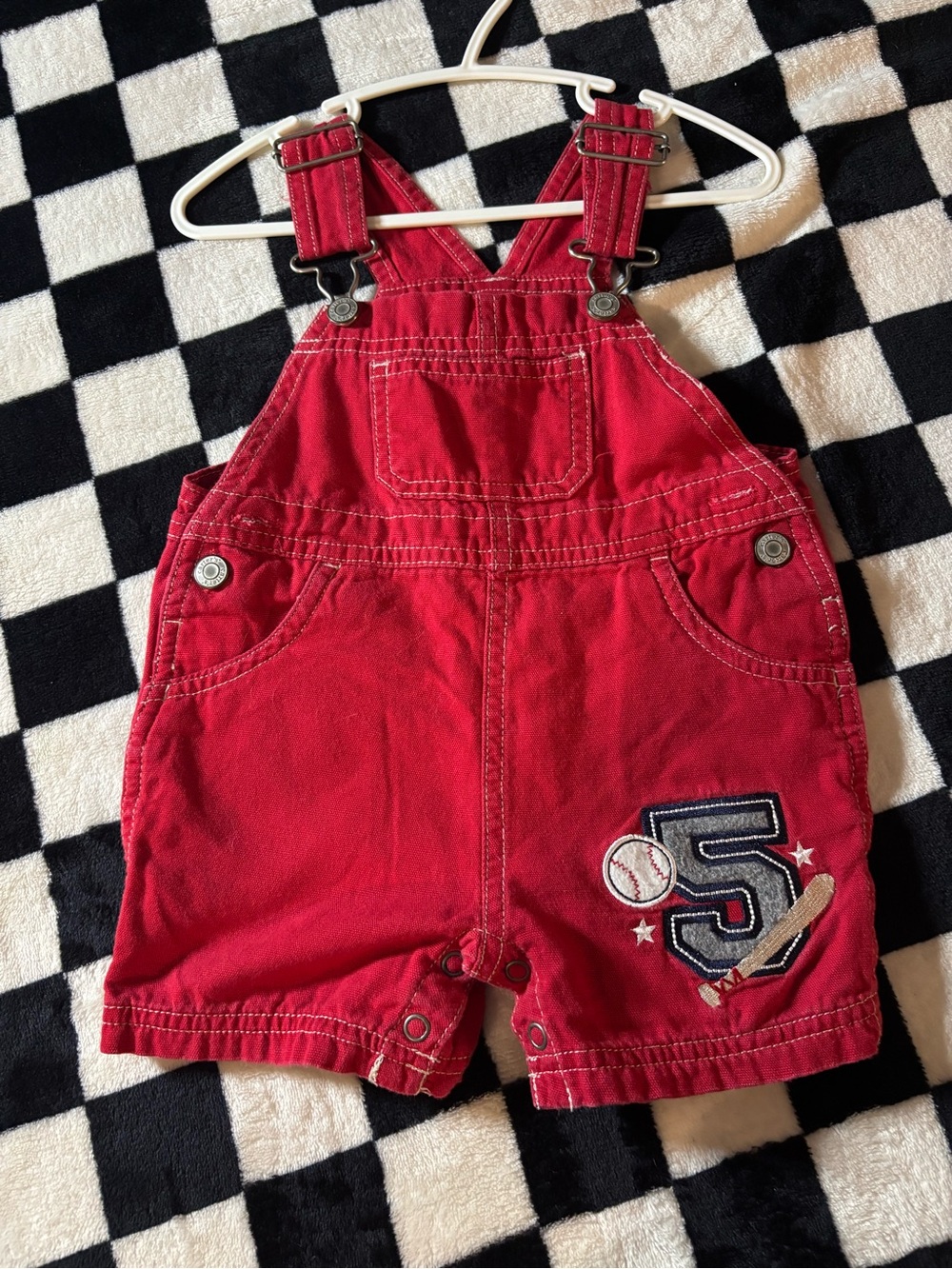 Vintage carters 12 month red short baseball overalls